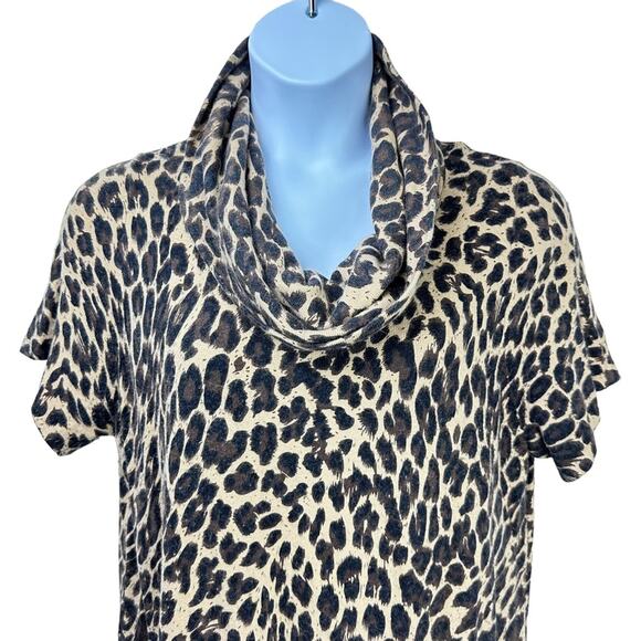 INC Angora Blend Leopard Cowl Neck Tunic Sweater Size 1X - Picture 2 of 5